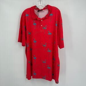Yatta Golf Polo Shirt Size XXL Red Flamingo Print Performance Just‎ Beachy